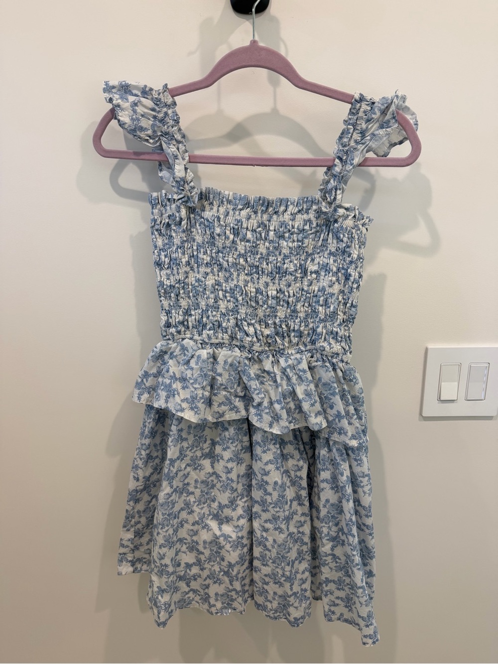 En Saison Blue and White Floral Smocked Sundress